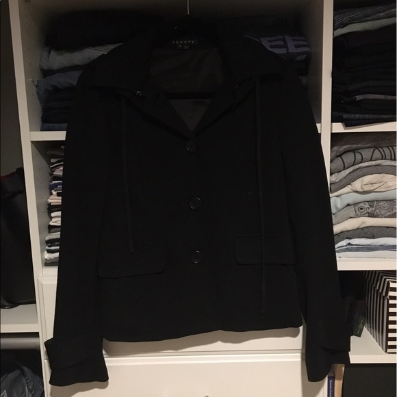Theory Black Blazer Jacket with Detachable Hood and Drawstring Size: Medium - Picture 7 of 12